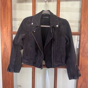 Black Tape Jean Denim Jacket Women’s Stretch Zipper Sleeves